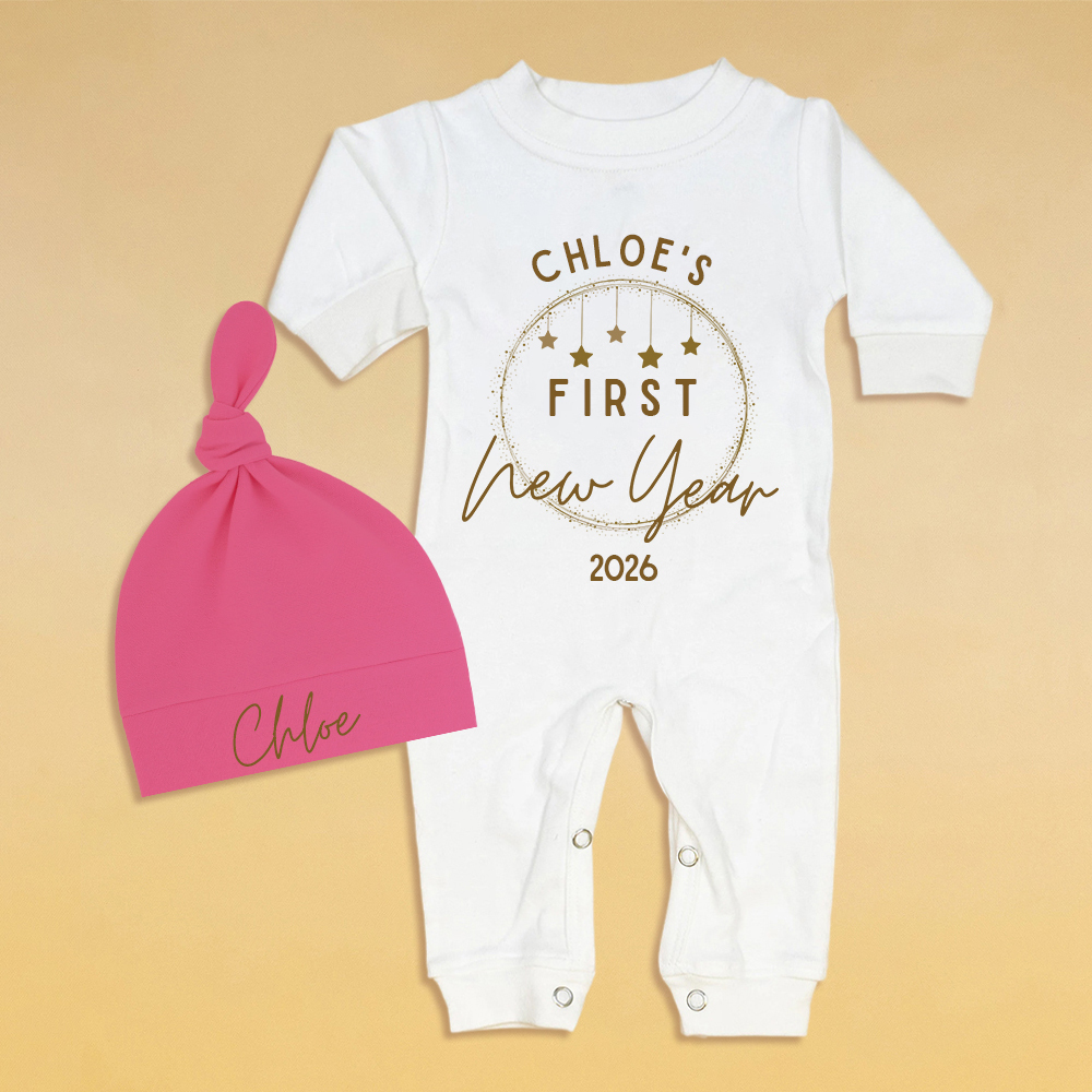 Personalized Baby 1st New Year Romper and Hat Set | CWBaby342
