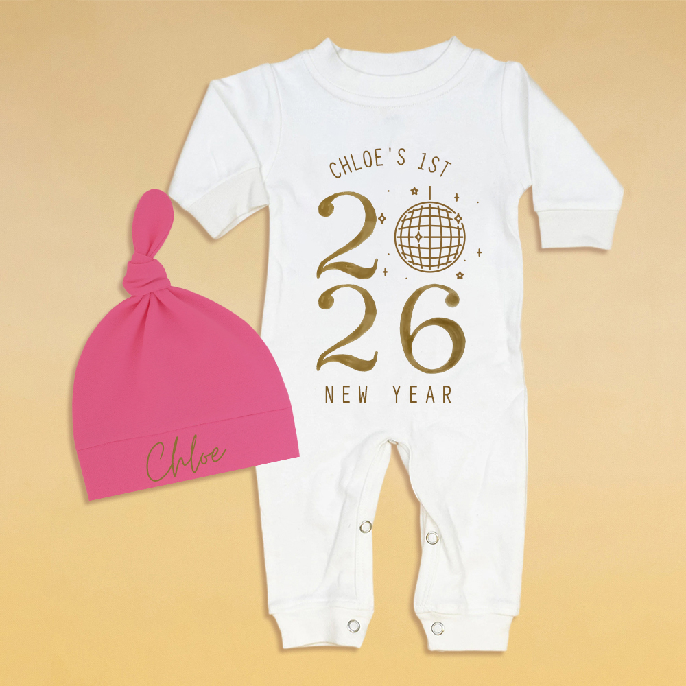 Personalized Baby 1st New Year Romper and Hat Set | CWBaby343