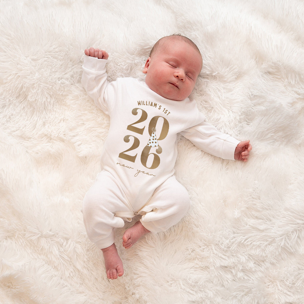 Personalized Baby 1st New Year Romper and Hat Set | CWBaby344