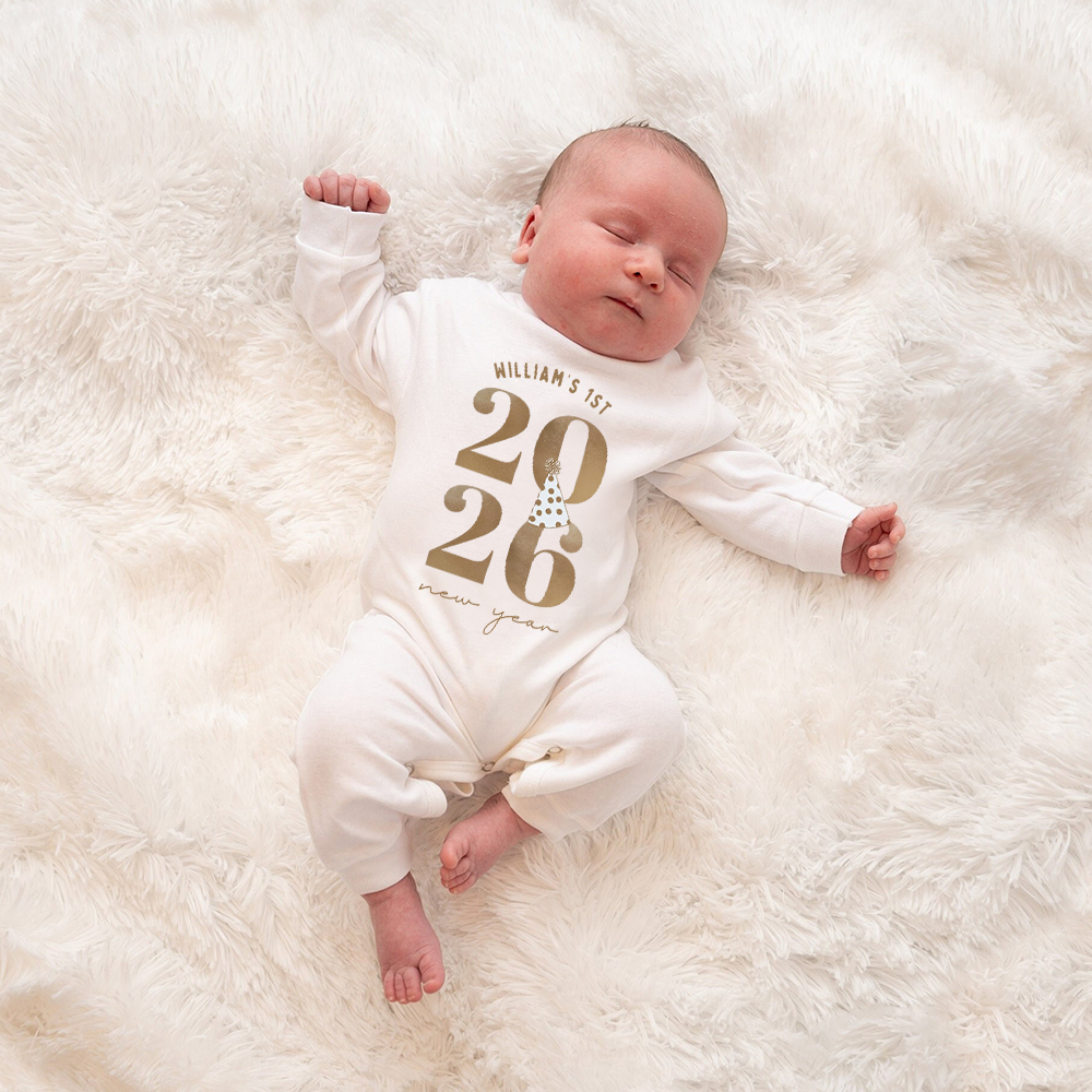 Personalized Baby 1st New Year Romper and Hat Set | CWBaby344