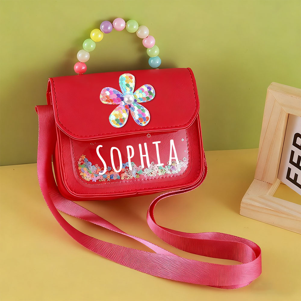 Personalized Name Little Flower Pearl Handbag for Kids  | KKBag10
