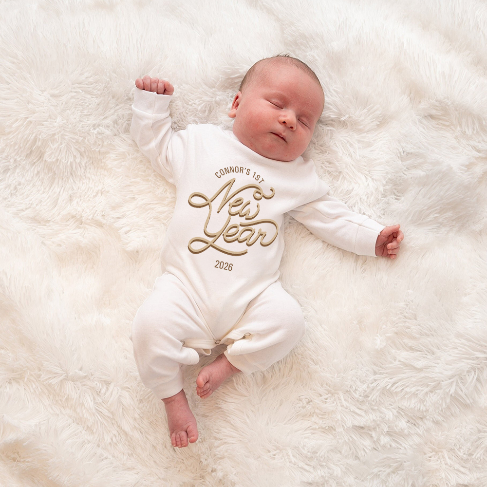 Personalized Baby 1st New Year Romper and Hat Set | CWBaby345