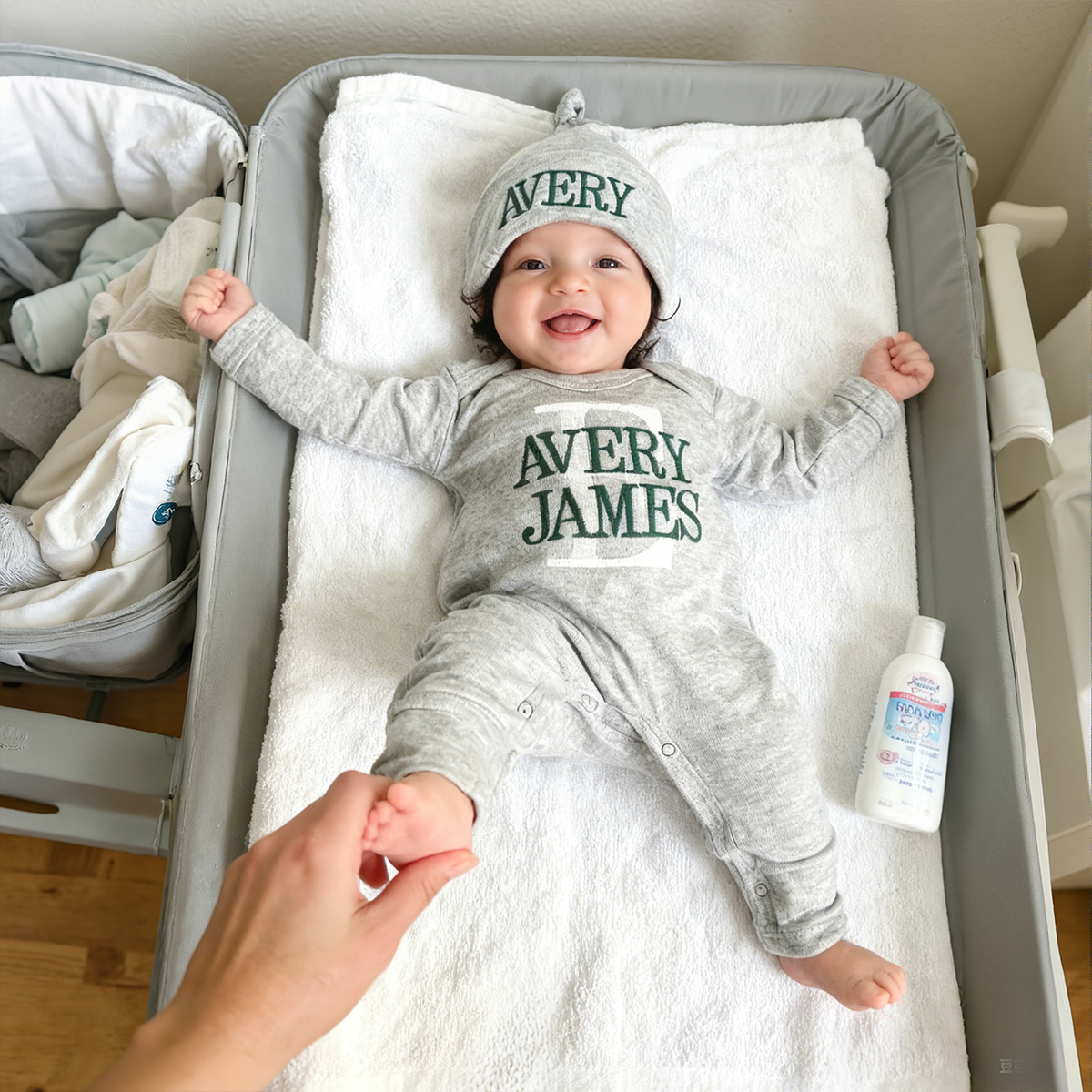 Personalized Embroidery Baby Coming Home Romper and Hat Set | CWBaby346