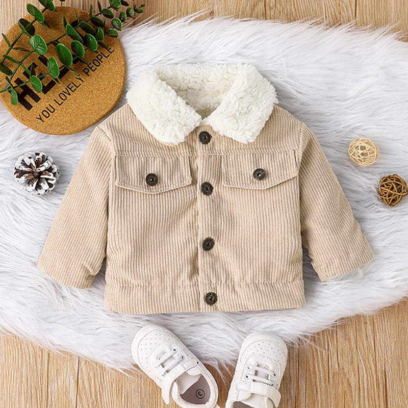 Personalized Chenille Patch Baby Corduroy Sherpa Jacket | CWBaby346