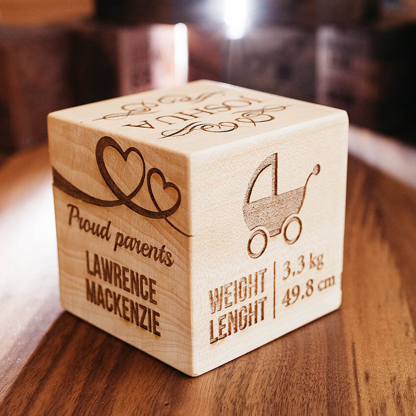 Personalized Baby First Birthday Gift Wooden Block Ornament | CWBaby351