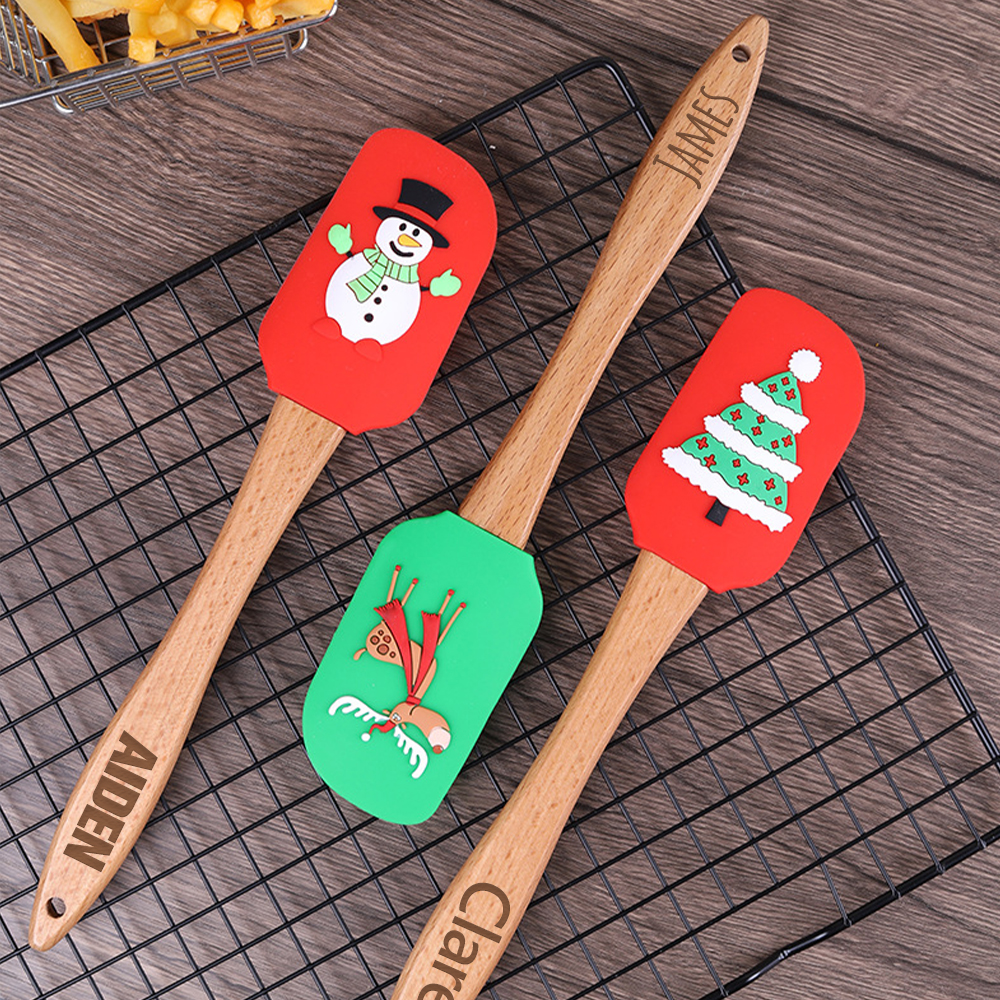 Personalized Christmas Wood Handle Silicone Kitchen Tool | MCGift230