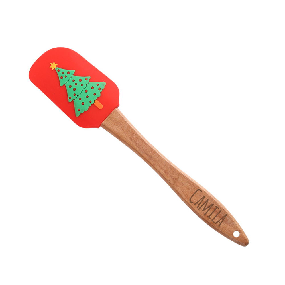 Personalized Christmas Wood Handle Silicone Kitchen Tool | MCGift230