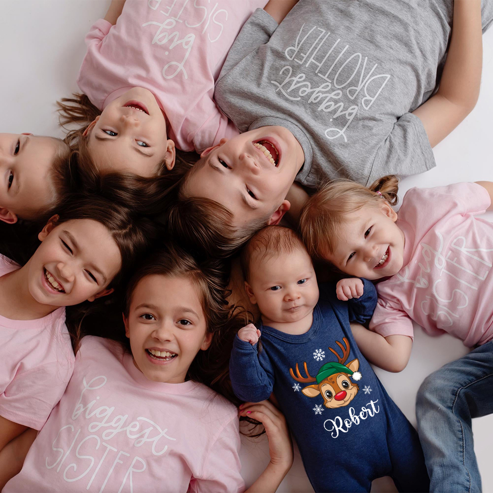 Personalized Baby Christmas Adorable Elk Romper and Hat Set | MCGift233