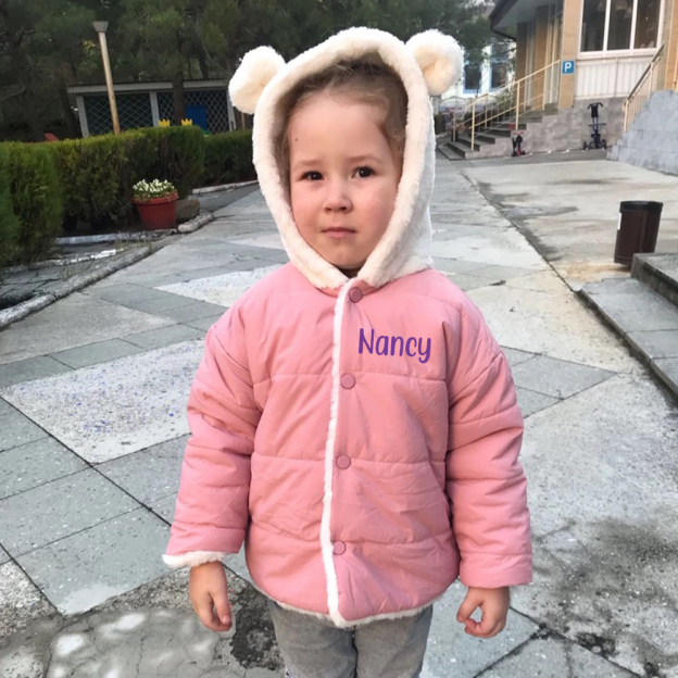 Personalized Toddler Lovely Bear Winter Warm Plush Hooded Jacket | CWBaby360