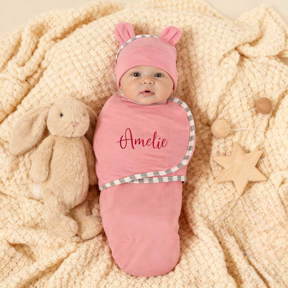 Personalized Embroidered Baby Soft Cotton Newborn Swaddle | CWBaby357