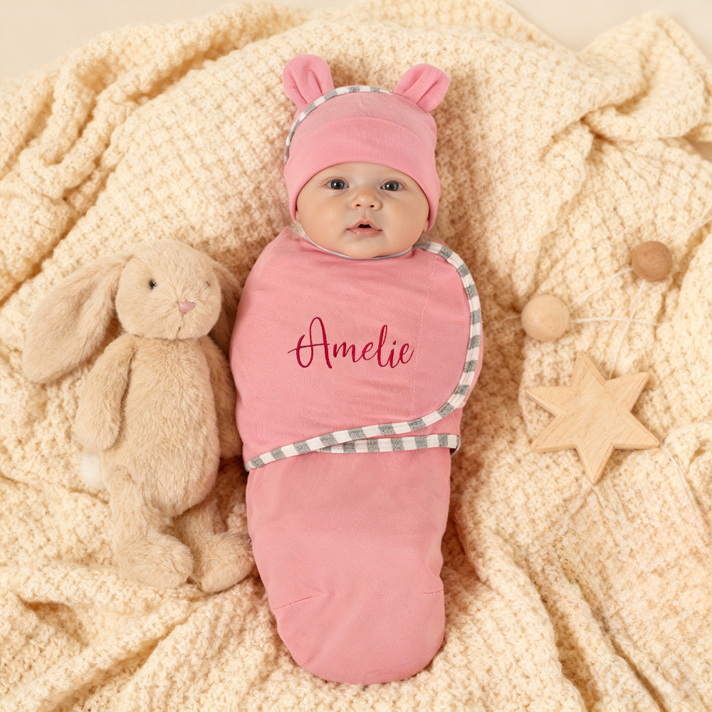 Personalized Embroidered Baby Soft Cotton Newborn Swaddle | CWBaby357
