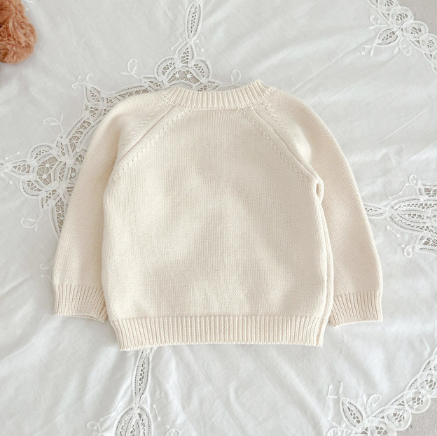 Personalized Embroidered Puff Knitted Cardigan Sweater | CWBaby361