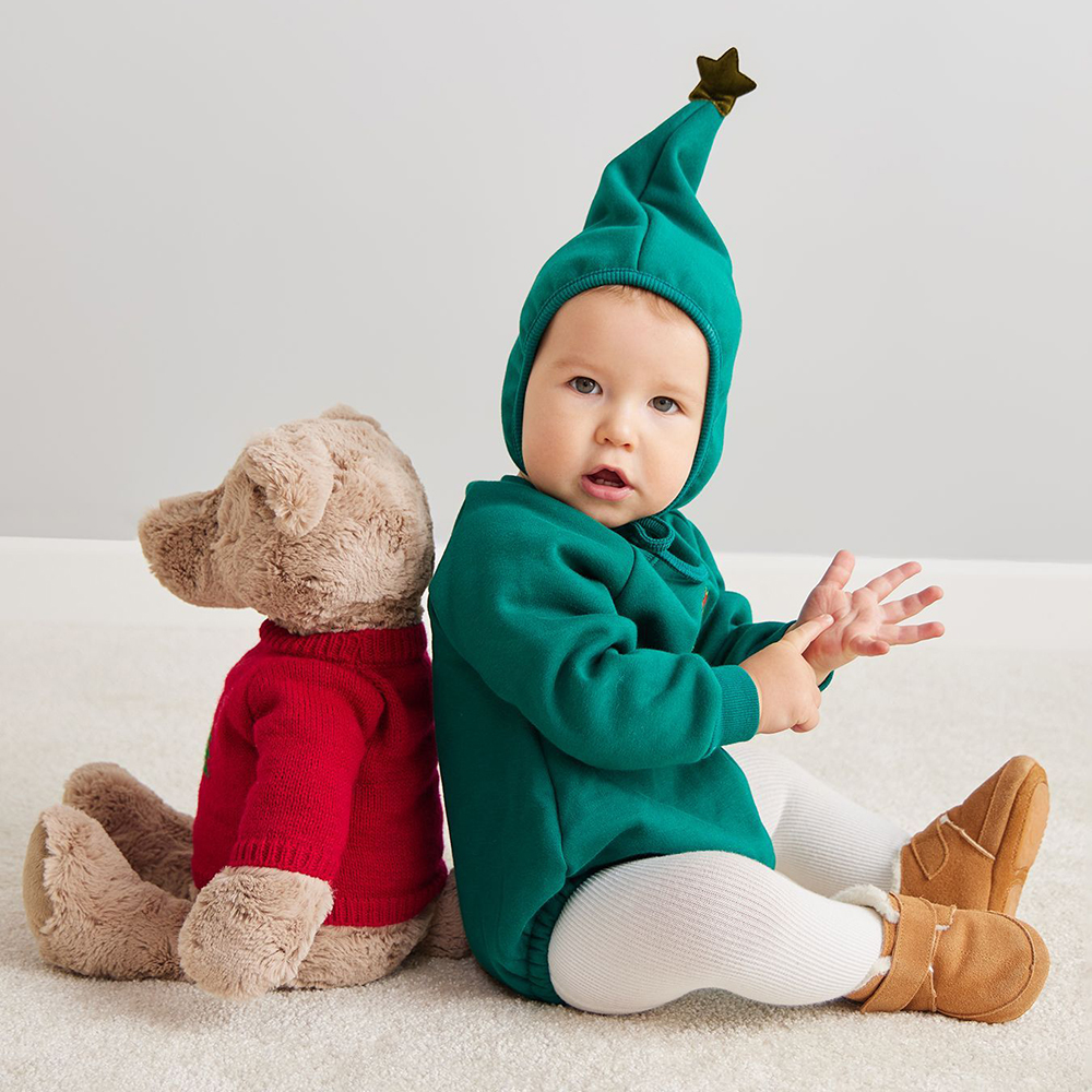 Personalized Baby Christmas Extram-warm Short Plush Outfit Set | MCGift363