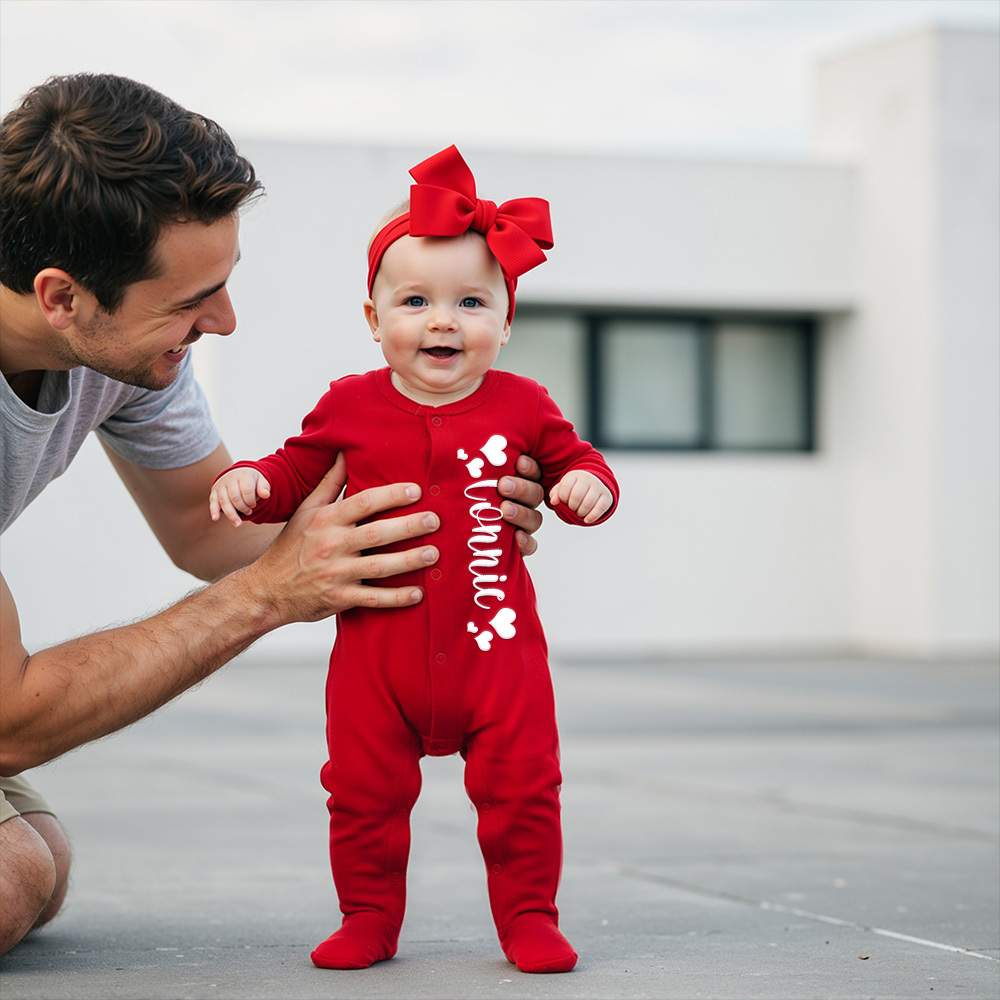 Personalized Baby First Valentines Cozy Soft Long Sleeve Romper | CWBaby363