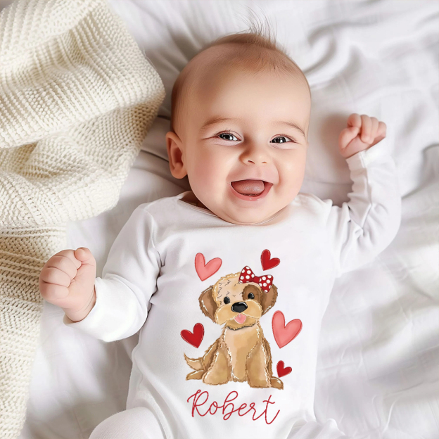 Personalized Baby First Valentine Romper and Hat Set | CWBaby374
