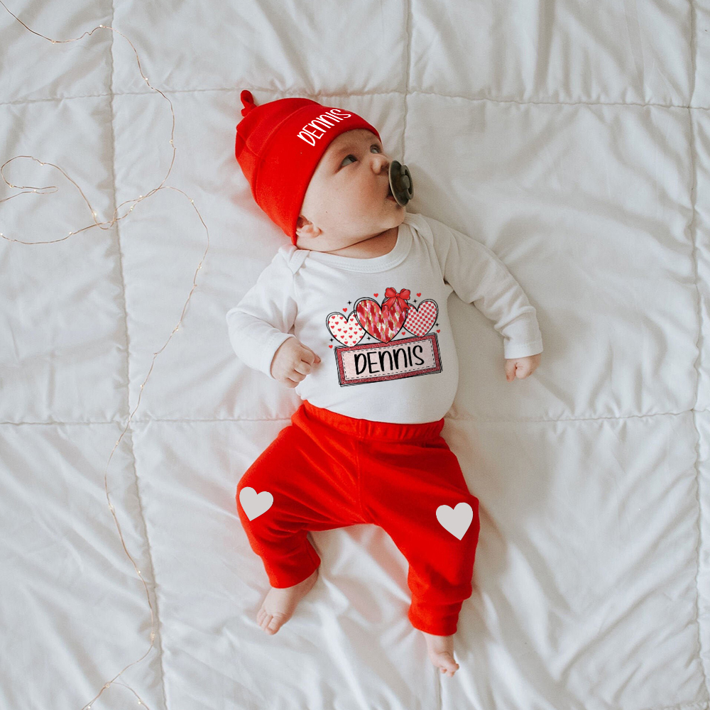 Personalized Baby 1st Valentines Day Outfit Set | CWBaby371