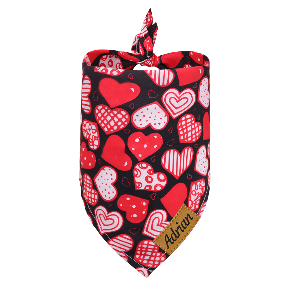Personalized Leather Patch Valentine's Day Pet Bandana | BKPet289