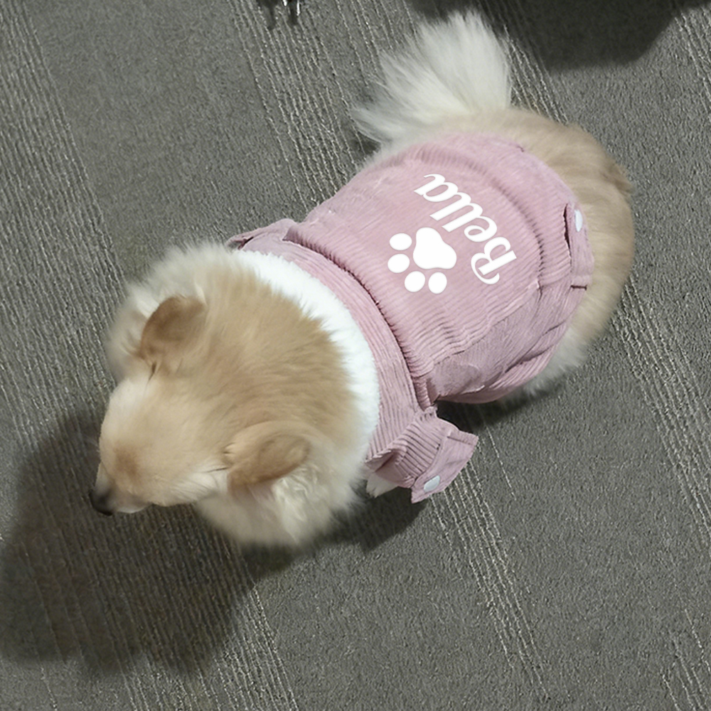 Personalized Pet Winter Warm Corduroy Sherpa Jacket | BKPet290