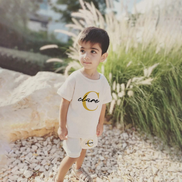 Personalized Baby waffle-knit Cozy Soft Outfit Set | CWBaby381