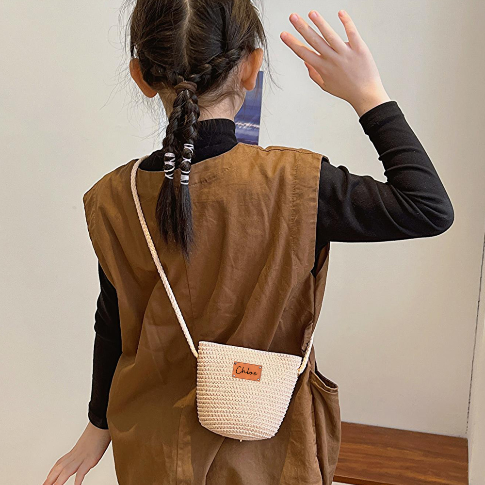 Personalized Summer Leather Patch Straw Bag for Comfort & Unique | CWBeach49