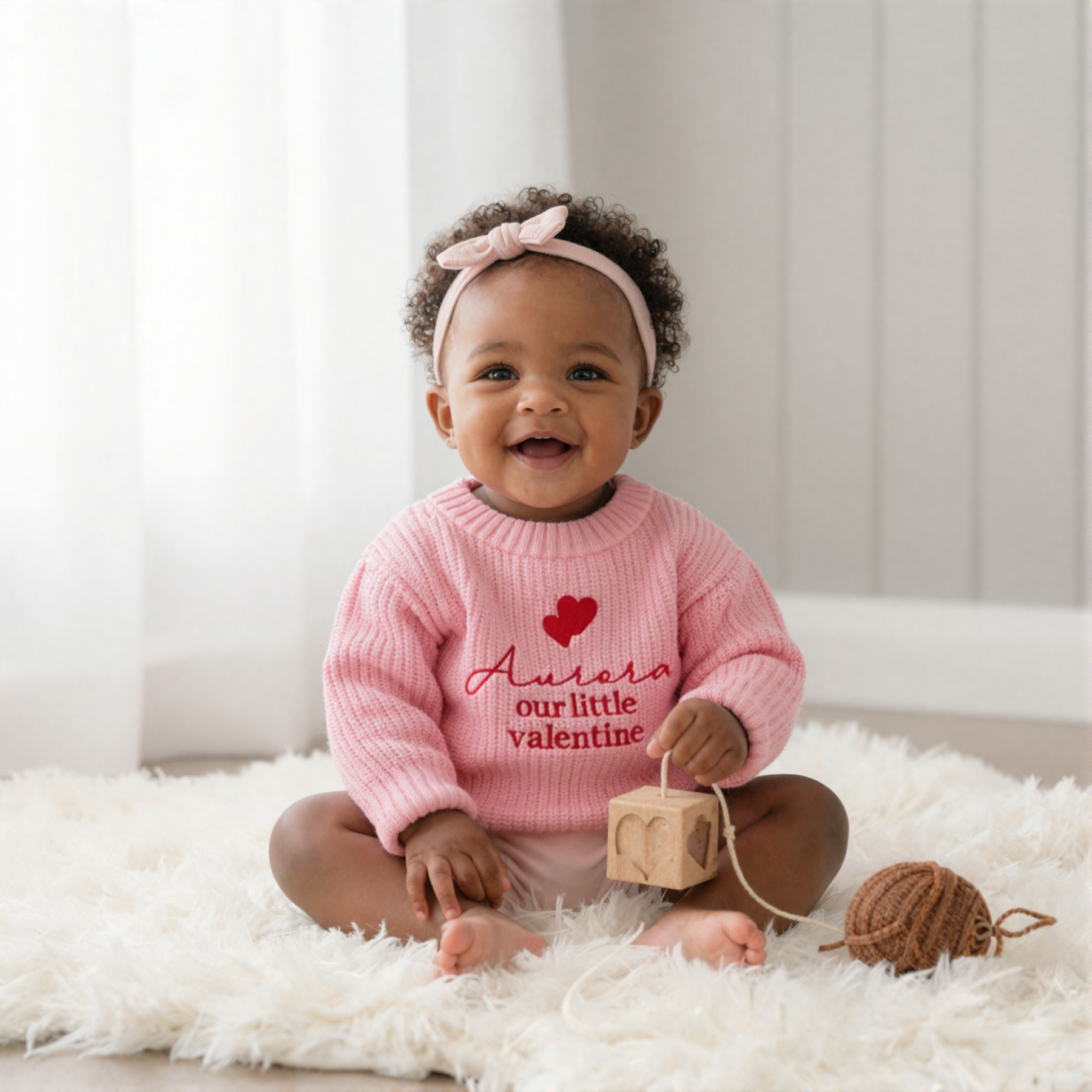 Personalized Embroidered Our Little Valentine Baby Sweater | ValGift07