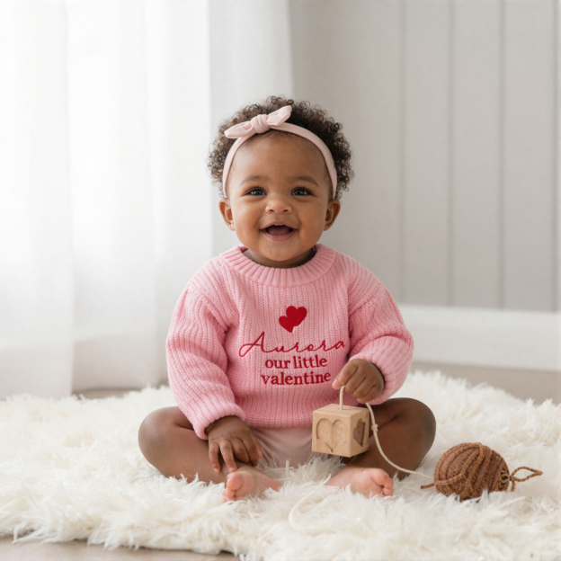 Personalized Embroidered Our Little Valentine Baby Sweater | ValGift07