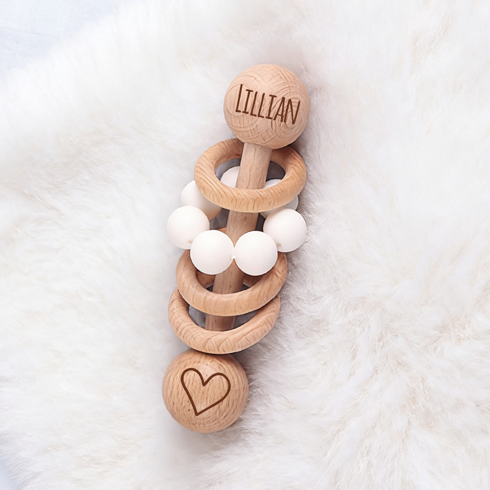 Personalized Baby Sensory Wooden Rattle Toys | CWToy171