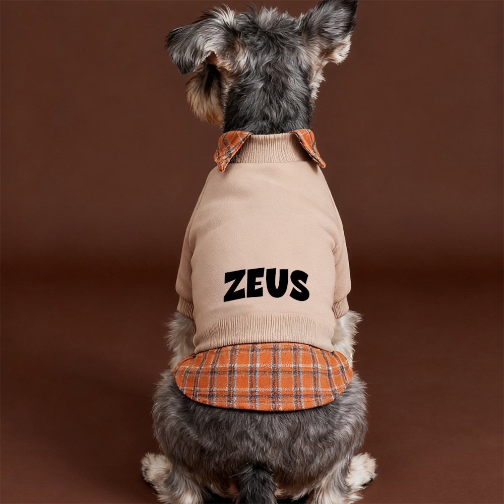 Personalized Pet Grid Collar Fleece Sweatshirt | BKPet244