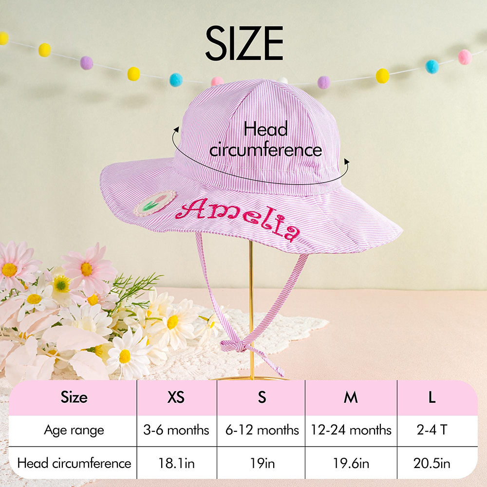Personalized Embroidery Lovely Stripes Sun Protection Hat | CWBeach211