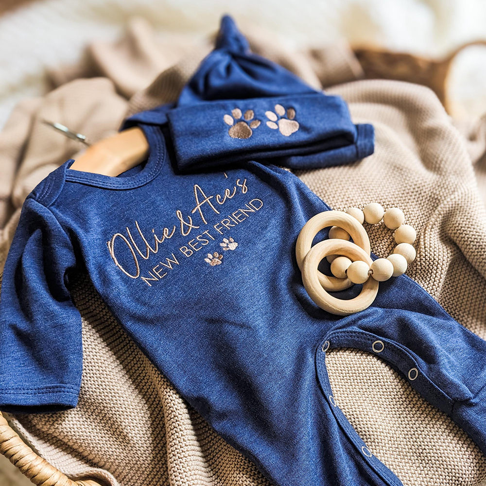 Personalized Embroidery Baby Coming Home Romper and Hat Set | CWBaby389