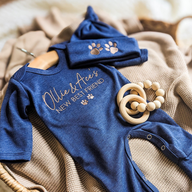 Personalized Embroidery Baby Coming Home Romper and Hat Set | CWBaby389