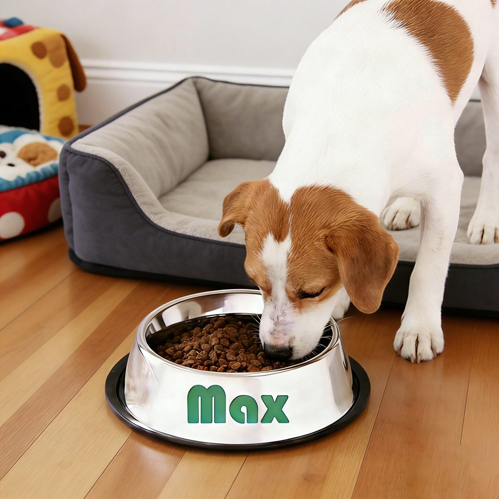 Personalized Pet Stainless Steel Anti-slip Food Bowl | BKPet367