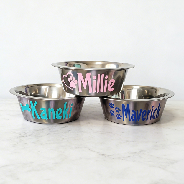 Personalized Pet Stainless Steel Anti-slip Food Bowl | BKPet382