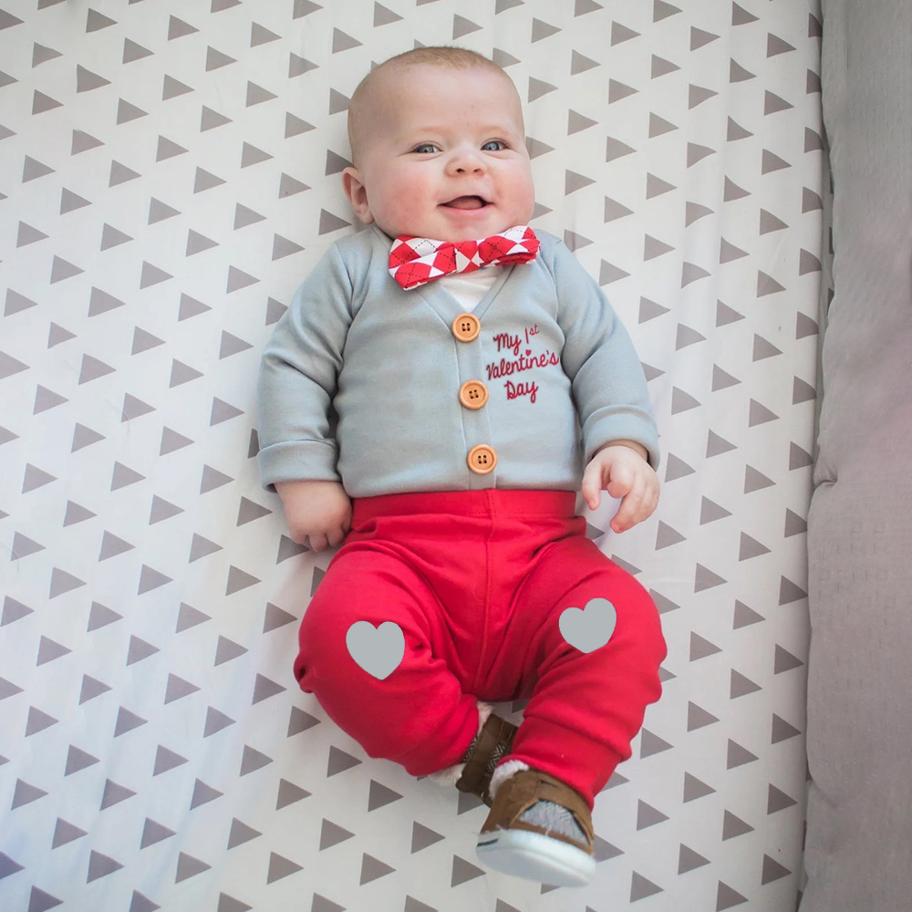 Personalized Baby 1st Valentines Day Bowtie Outfit Set | CWBaby168