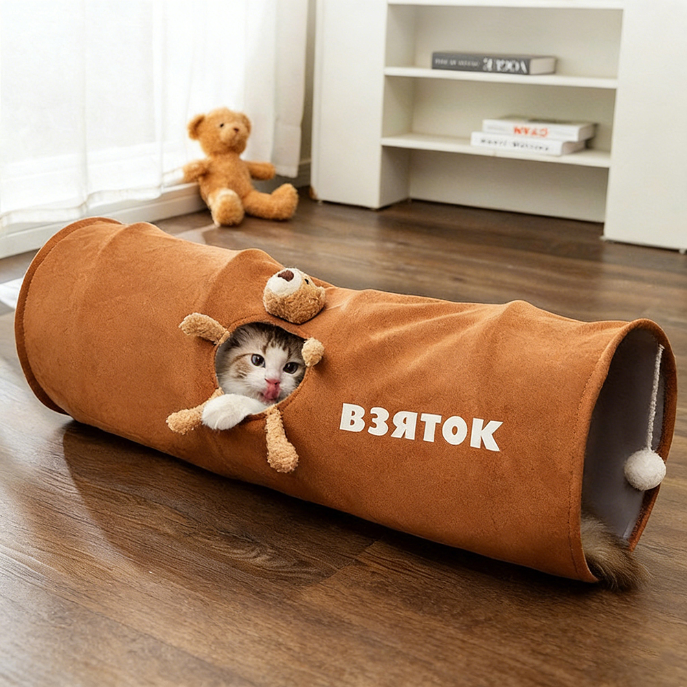 Collapsible Cat Tunnel Interactive Foldable with Peek Holes & Hanging Balls | BKPet385