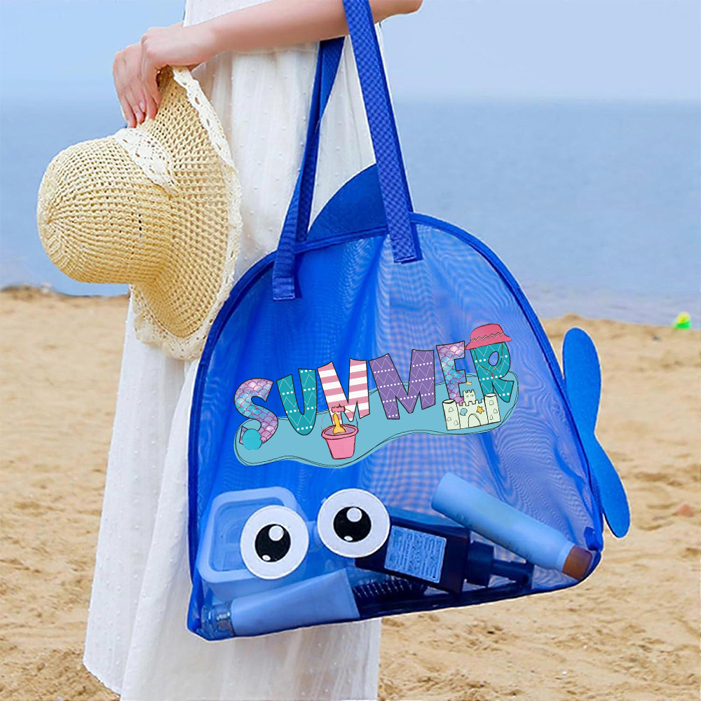 Personalized Adorable Fish Mesh Summer Beach Bag | CWBeach214