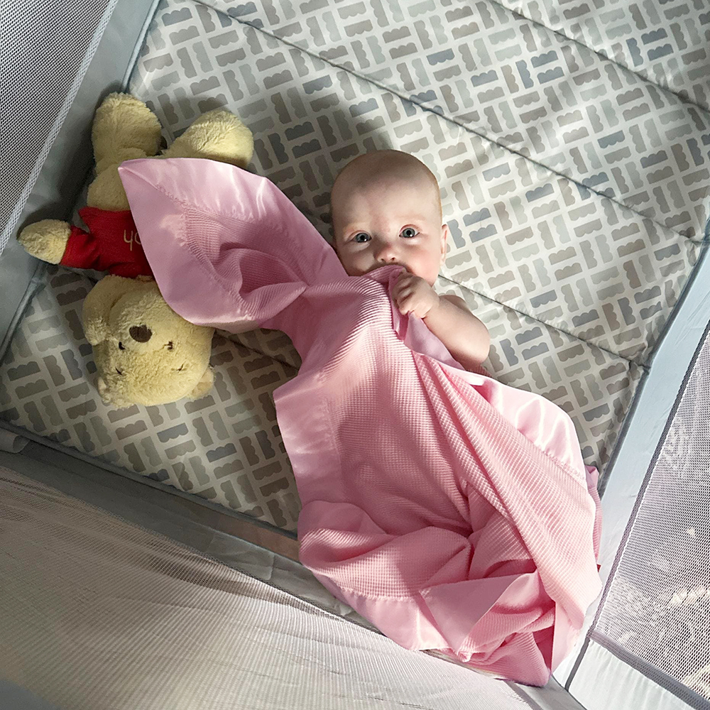 Personalized Embroidered Soft Satin Trim Waffle Baby Blanket | CWBaby397