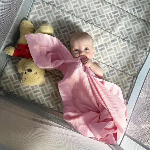 Personalized Embroidered Soft Satin Trim Waffle Baby Blanket | CWBaby397