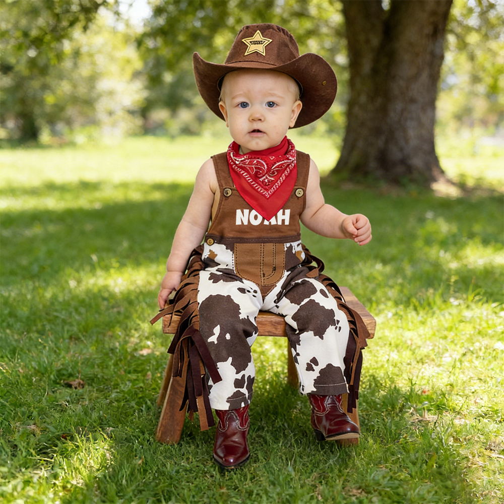 Personalized Toddler Cowboy Brown Western Rodeo Outfit Set | CWBaby400