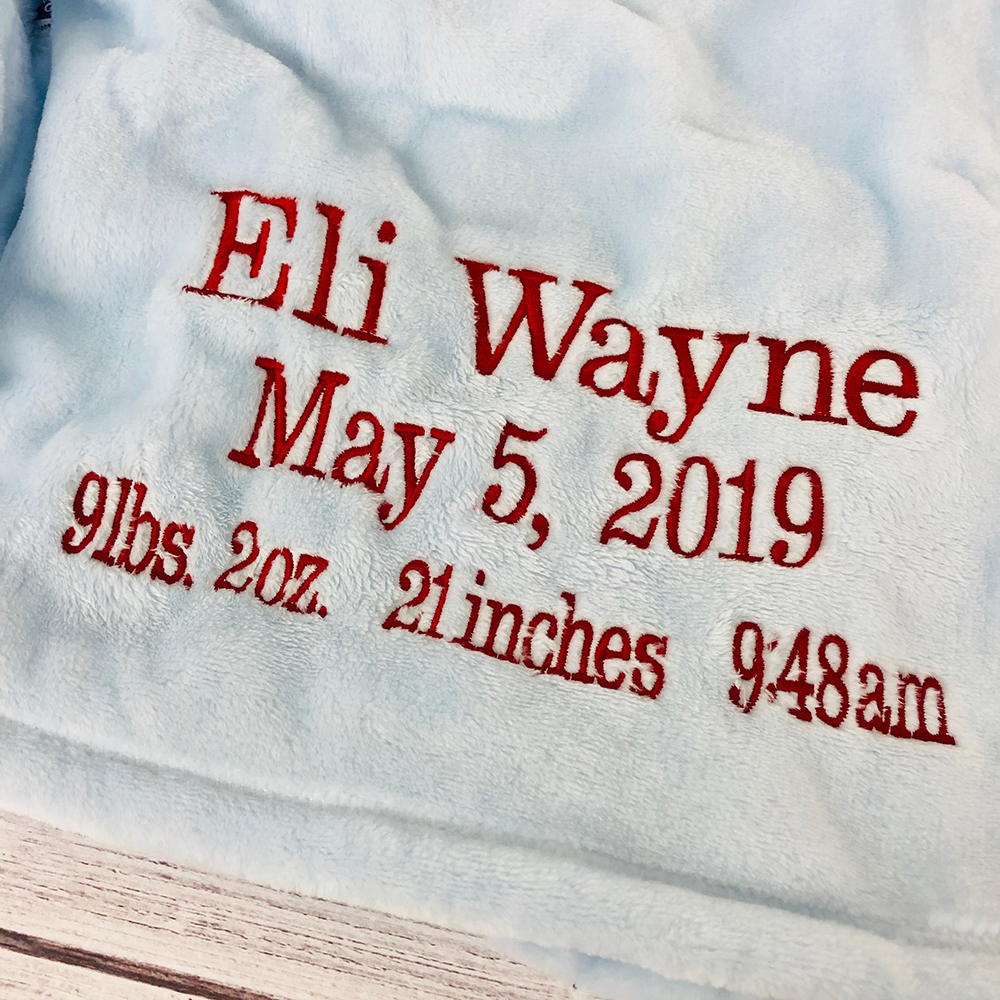 Personalized Embroidery Warm Birth Announcement Baby Blanket | CWBaby398