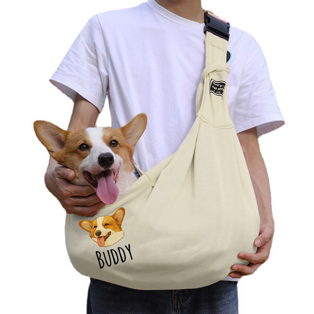 Personalized Pet Portraits Photo Hands Free Sling Carrier | BKPet390