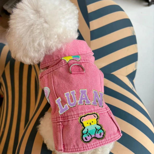 Personalized Handmade Chenille Patch Pets Denim Jacket | BKPet405