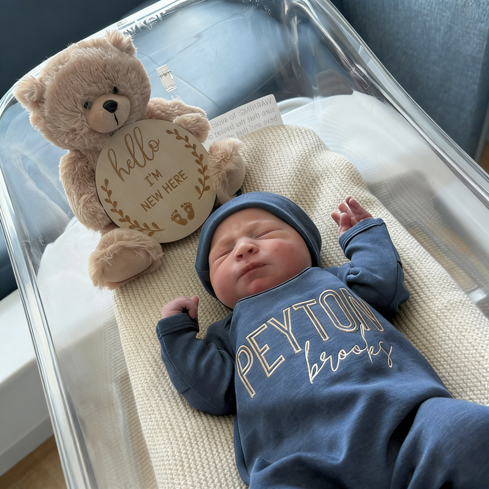 Personalized Embroidery Baby Coming Home Romper and Hat Set | CWBaby203