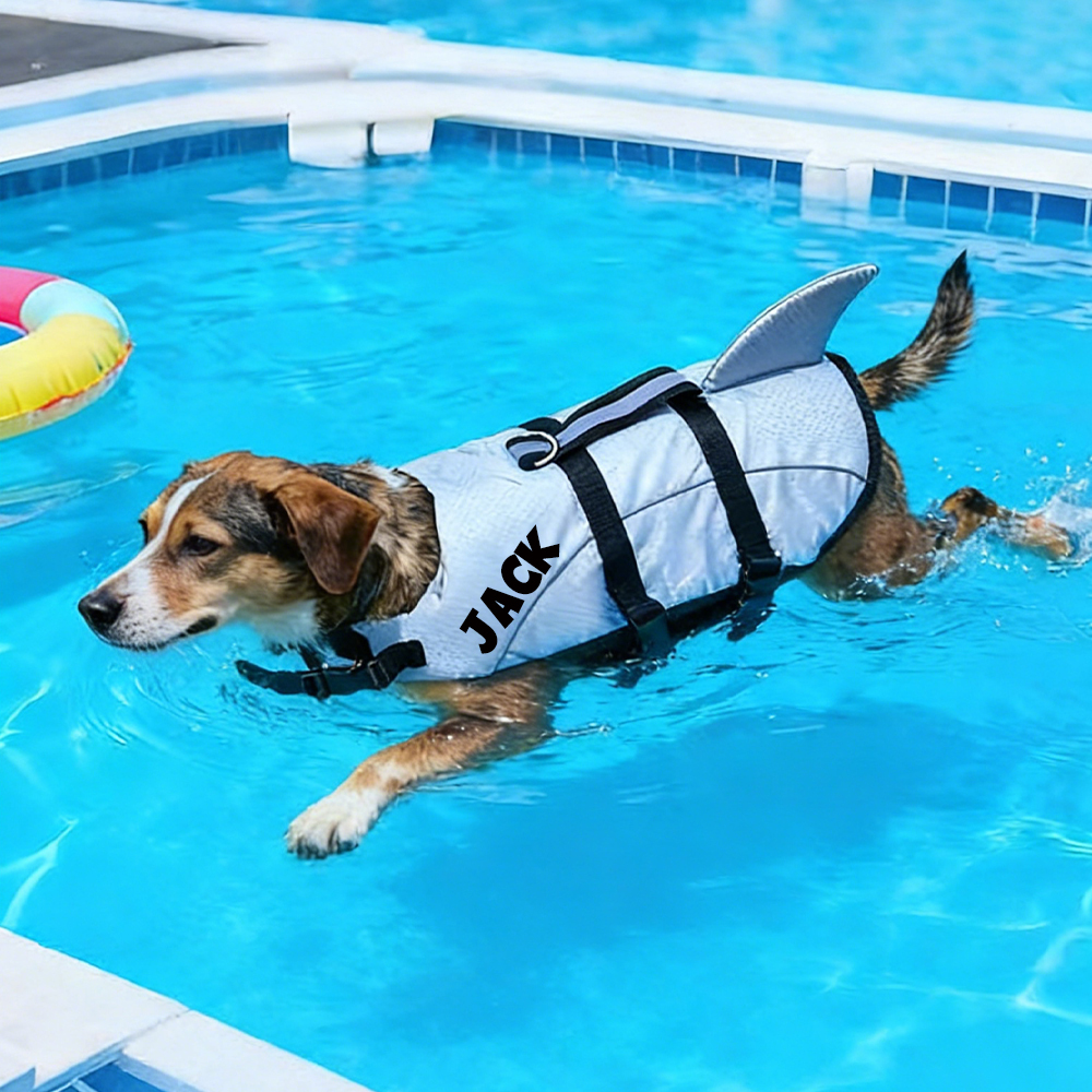 Personalized Pet Swimming Buoyancy Reflective Safety Shark Vest | BKPet407