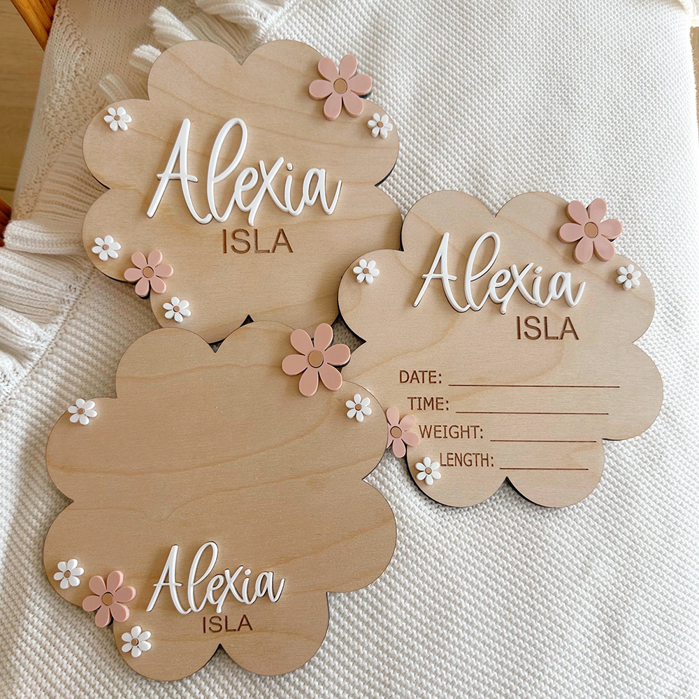 Personalized Wooden Baby Birth Announcement Plaques | CWBaby417