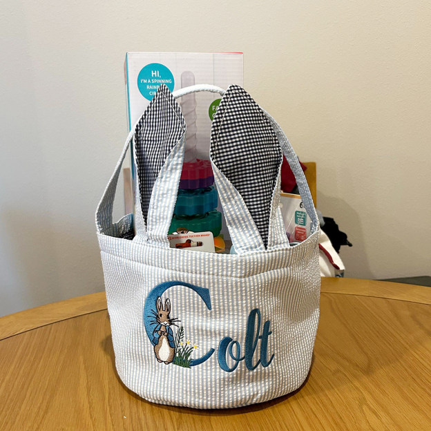 Personalized Embroidered Easter Bunny Basket | CWEaster85