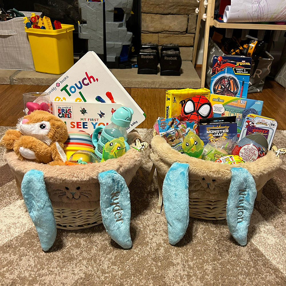 Personalized Embroidered Easter Bunny Basket Liner (Not Include Basket) | CWEaster86