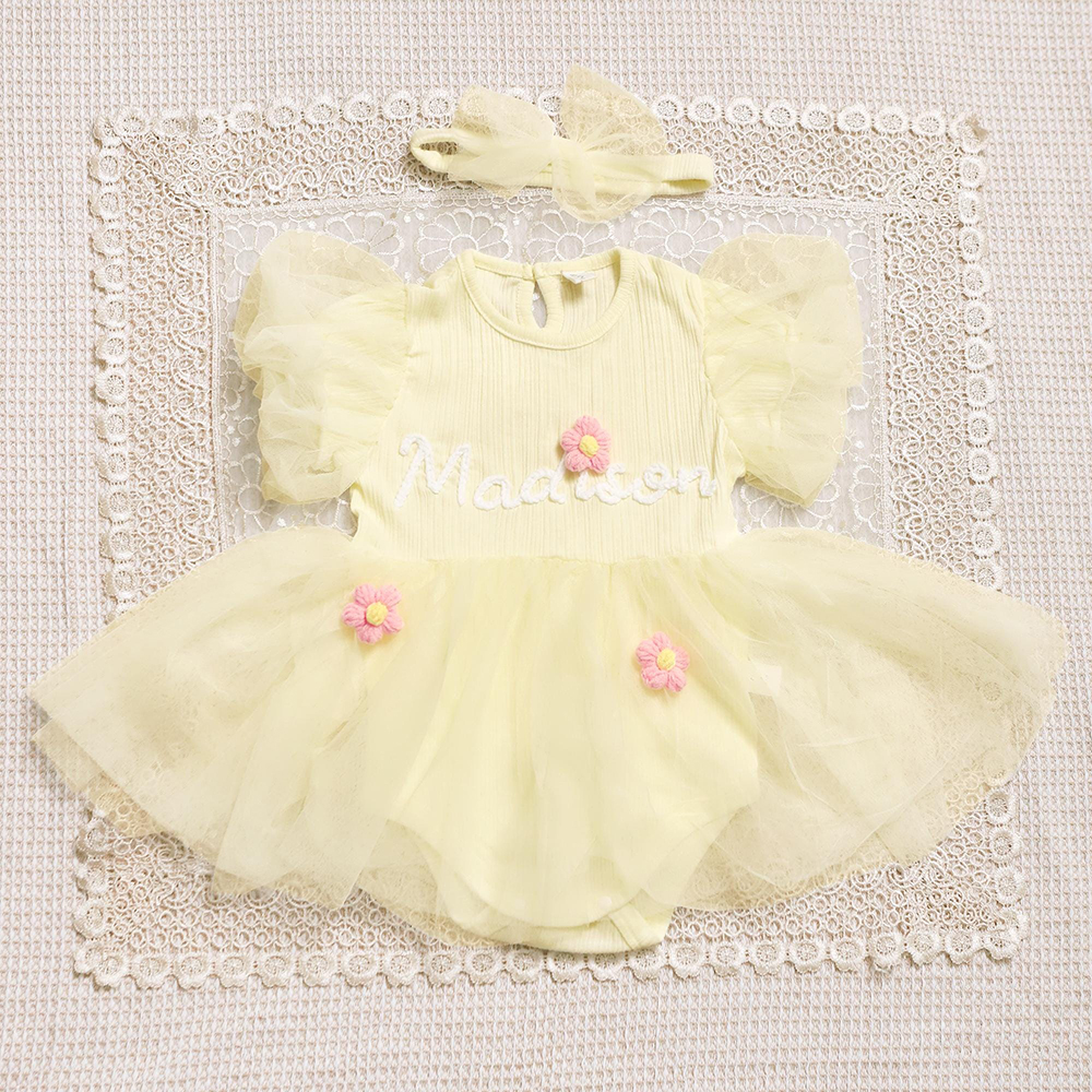 Personalized Hand Embroidered Baby Girl Tutu Dress | CWBaby428