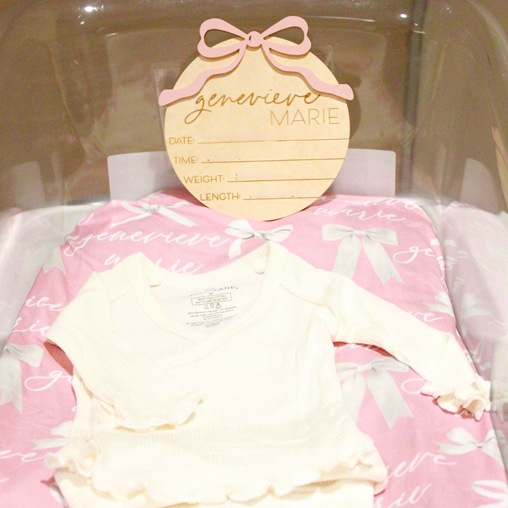 Personalized Wooden Baby Girl Birth Announcement Plate | CWBaby431