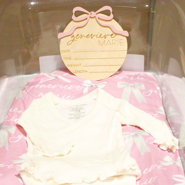 Personalized Wooden Baby Girl Birth Announcement Plate | CWBaby431